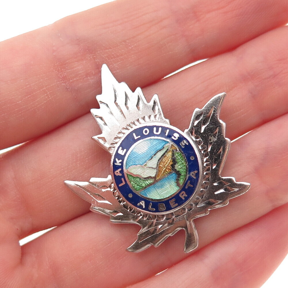 Breadner Co. 925 Sterling Silver Vintage Enamel Lake Louise Alberta Pin Brooch